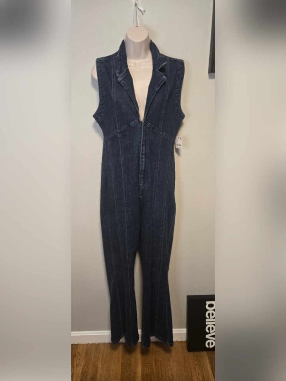NWT We The Free Dark Indigo Denim Jumpsuit Size M - Picture 3 of 6